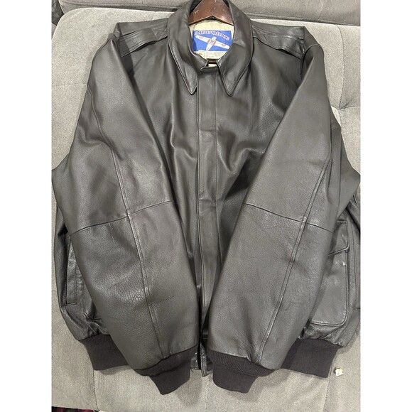 Airborne Leathers Genuine Leather Brown Mens Sz 2XL Leather Bomber Jacket Flight - Picture 4 of 6